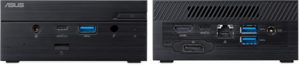 Front and rear view of the PN50, please note the configurable port features a single DisplayPort by default, which can be changed if required
