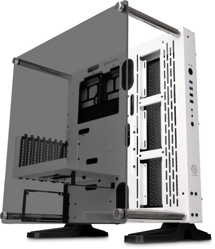 Now available in a classy white chassis with a tempered glass side panel