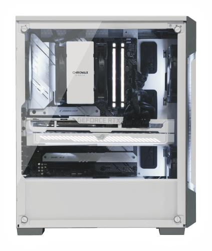 Chassis shown is the Corsair iCUE 220T