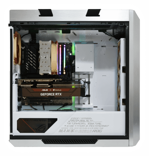 Side view of the Serenity Ultimate Gamer i12 with the side panel removed.