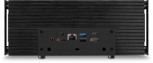 Rear: two HDMI ports, two Thunderbolt 4 ports (USB Type-C, also compatible with DisplayPort 1.4), 2.5Gb LAN port and two USB ports (one USB 3.2 and one USB 2.0).